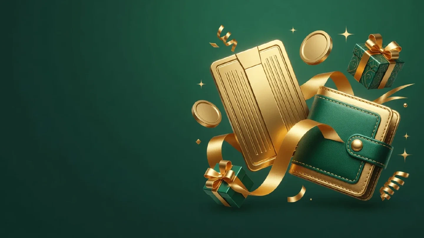 Calm green-and-gold illustration of deposit related objects.