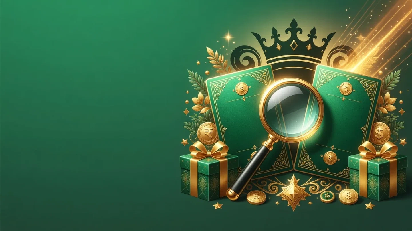 Calm green-and-gold illustration of real or fake related objects.