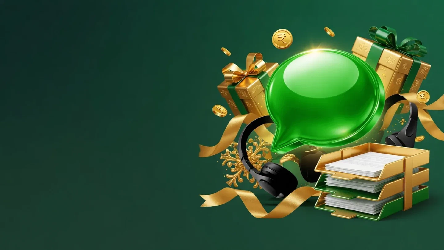 Calm green-and-gold illustration of support related objects.