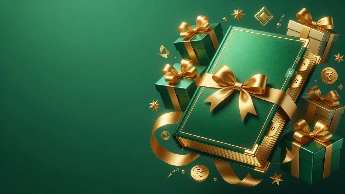 Calm green-and-gold illustration of terms guide related objects.